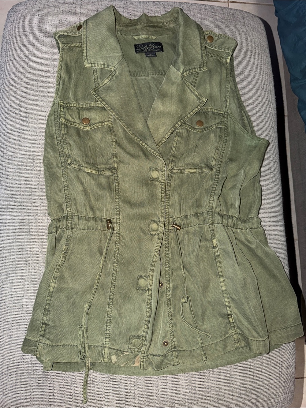 Lucky Brand Live in Love Cargo Utility Jacket Vest Size Medium